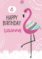 Verjaardagskaart flamingo aanpasbare tekst